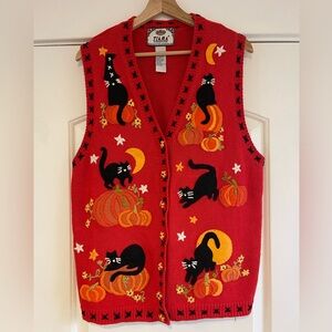 Cutest Vintage Tiara International Kitschy Halloween Sweater Vest - L